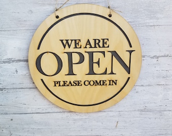 Modern Minimalist Open & Closed Sign • Double‑Sided Hanging Business Door Sign • Clean Engraved Reversible Shop Sign