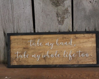 Take My Hand Sign Raised Text Wood Lord Song Lyrics Elvis Presley 3D Extra Large Framed Wood Sign Rustic Primitive Country Text Script