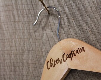 Cheer Captain Cheer Leading Cheer Leader Costume  Uniform Clothes Hanger Engraved Hard Wood Sturdy Team Leadership
