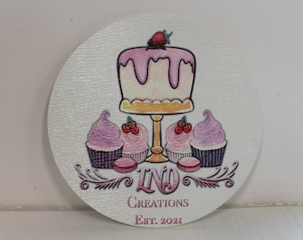 Small Business Bakery Sweets PVC Textured Sign Logo Your Actual Logo Round Hanging Sign Booth Custom Circle Personalized Wall Color Print