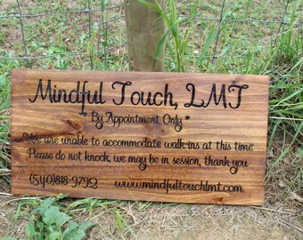 Mindful Touch Enterance Appointment Custom Wood Business Outdoor Sign Wall Decor Personalized Signs Laser Engraving Footstepsinthepast