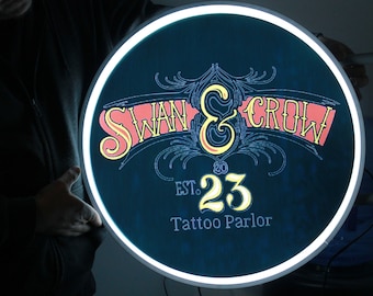 Custom Tattoo Sign Outdoor LED Sign Round Light Sign Tattoo Parlor