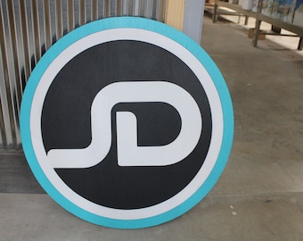 Personalized Business Sign Black Blue Custom Sign Round Business Commerical Signage Single  Double Sided Made to Order Logo Wooden Handmade