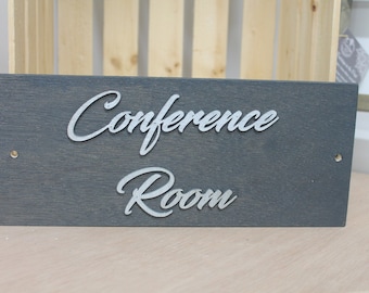 Conference Room Business Sign Unframed Commerical Signage 3D Raised Letters Company Personalized Wooden Sign Customizable Matching Direction
