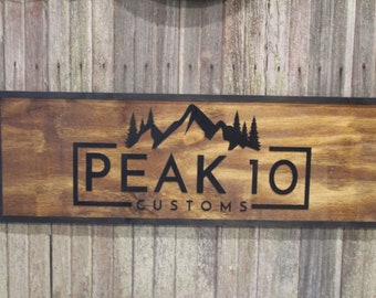 Raised Rustic Business Sign 3D Large Custom We Use Your Graphic and Colors Business Logo Wood Entrance Text Extra Large