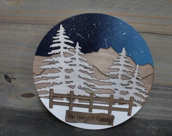 Personalized Family Name 3D Handmade Woodsy Cabin Custom Your name Camping Rustic Night Wooden Sign Cut out