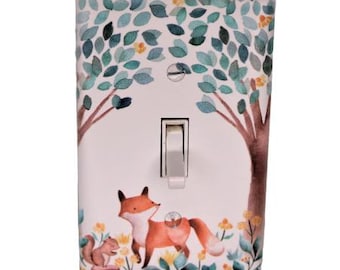 Woodland Fox & Squirrel Light Switch Cover: Nursery Decor