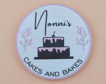 Custom Bakery Wood Sign – Raised 3D Logo, Round Handmade Cottage Decor for Cakes & Treats