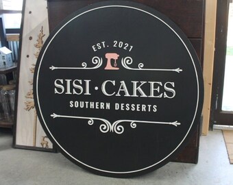 Custom Bakery Sign, Desserts, Southern, Mixer, Simplicity, Round, Business. Commerical Signage, 3D, Made to Order, Logo, Wooden, Handmade