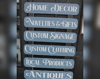 Custom Dropdown Ladder Style Advertising Local Products Window Sign Small Business Store Front Informative Printed Color Large Wood Large
