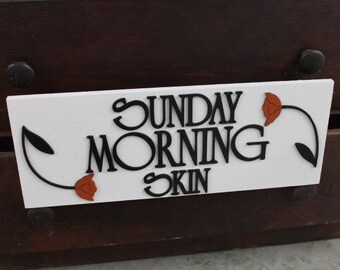 Custom Wooden Handmade Sign Skin Care Floral Poppy Unframed Commerical Signage 3D Raised Letters Company Name Personalized Customizable