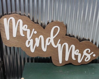 Large Wood Sign Mr And Mrs Wedding Decor Wedding Sign Over Bed Sign Gift for Couples Wedding Shower Reception Giftable 3D Raised