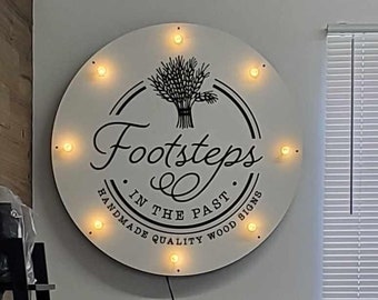 Custom Marquee Logo Wood Lit Commercial Business Sign LED Entrance Remote Electric Light Up Use your Logo Wood Wooden Design Open Sign