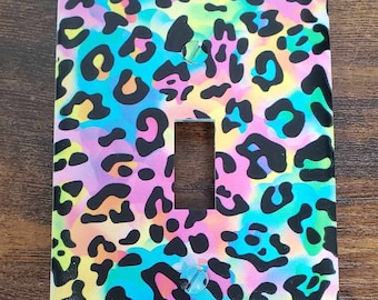 Cheetah Print Rainbow Nursery Spring Printed in Color Light Switch Cover Plate Durable Baby Room Kids Room