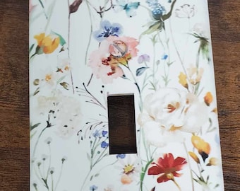 Floral Flowers Botany Spring Printed in Color Light Switch Cover Plate Durable Baby Room Kids Room Decorative Decor