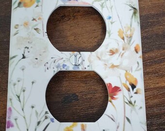 Floral Flowers Botany Spring Printed in Color Light Switch Cover Plate Durable Baby Room Kids Room Decorative Decor