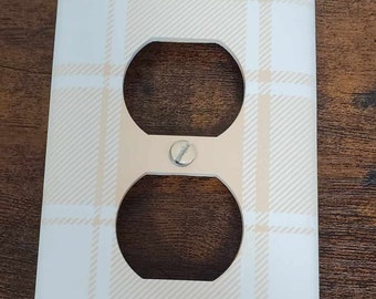 Yellow Plaid Nursery Spring Printed in Color Light Switch Cover Plate Durable Baby Room Kids Room