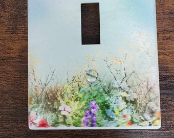 Flowers Wild Flower Floral Nursery Spring Printed in Color Light Switch Cover Plate Durable Baby Room Kids Room