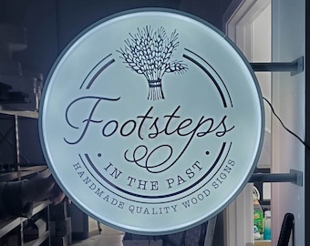 Custom Outdoor Round Led Light Blade Sign Wall or Ceiling Mounted Circle lit sign for your business store front display your logo