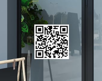 QR Code Decal Custom Window Sticker Weatherproof Outdoor  Business Info Door Sign Wall Sign Customizable Door Lettering