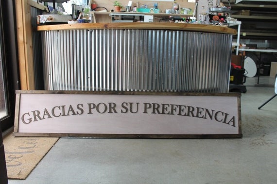 Custom Espanol Sign, Spanish, Hispanic, Gracias, Handmade, Wooden, 3D Sign, Personalized, Brown, Thank you, Rustic, Your Text Here