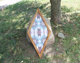 Rustic Aztec Country Graphic Diamond Farmhouse Farm Decor Printed Tribal Wall Art Framed Printed