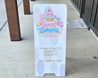 Custom A‑Frame Sidewalk Wood Sign – UV‑Printed Double‑Sided – Ice  Cream & Candy  Shop Business Display
