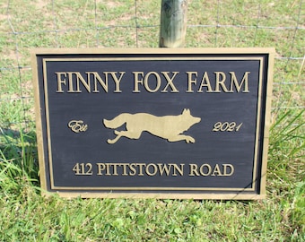 Large Commercial Signage Custom Farm Sign Outdoor Address Use My Logo Graphic Office Small Business Entrance Established Finny Fox Farms