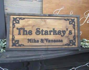 Custom Personalized Home Decor Wedding Gift New Home Gift Scroll Wooden Handmade Home Decor Couples Sign Rustic 3D Raised Text Gothic Style