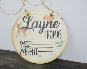 Custom Baby Crib Card Birth Nursery Announcement Hospital Stats Name Wood Print Plaque Wall Decor Photography Keepsake Personalized Newborn