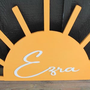 Custom Sunshine Name Baby Shower Crib Sign Contoured Sun New Baby Event Gender Made to Order Personalized 3d Wooden Handmade