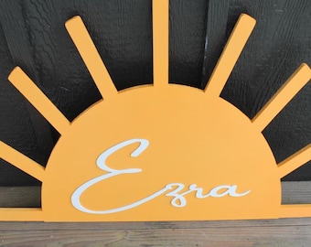 Custom Sunshine Name Baby Shower Crib Sign Contoured Sun New Baby Event Gender Made to Order Personalized 3d Wooden Handmade