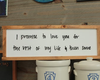 Promise Love Note Keepsake Life Partner Handwriting sign Husband Wife Couple Giftable Handmade custom personalized wood decor primitive