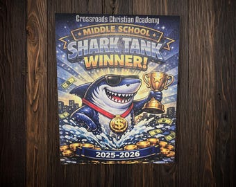 School Award Winner Poster – Middle School Award Sign Custom – Fun Shark Art Classroom Décor, Student Achievement Wall Print- Science Class