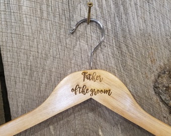 Father of the Groom Gift Clothes Hanger Bridal Party Engraved Hard Wood Coat Sturdy Wedding Bromellow Personalized