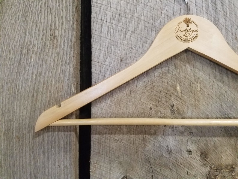 Custom Clothes Hanger Engraved Hard Wood Use Your Logo Etsy