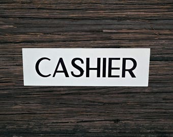 Cashier Printed Sign – Weatherproof PVC – Indoor/Outdoor Directional Black and White Retail Business Display