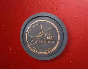 Custom Light‑Wood Café Sign • Engraved Coffee Shop Logo • Rustic Artisan Business Sign for Bakeries, Cafés Trading Co. Brands