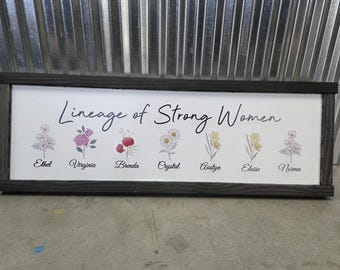 Custom Personalized Family Flower Bouquet Gift Sign UV Text Made To Order Indoor Outdoor Signage  Strong Women Mom Aunt Grandma