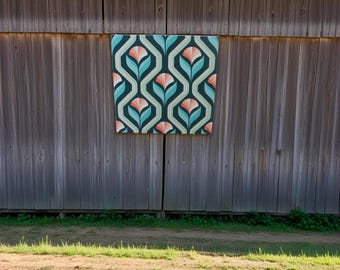 Floral Barn Quilt Sign: Modern Geometric Farmhouse Decor, Weatherproof PVC