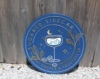Coffee Shop Cocktail Winery Your Custom Logo 3D Raised Text Business Sign Actual Logo Over Sized Large Entry Entrance Sign Small Business
