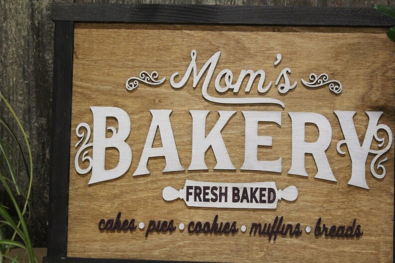 Moms Bakery Wood Sign Served Hot and Fresh Advertising Kitchen - Etsy