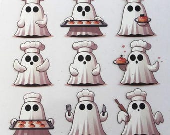 Halloween School Baking Ghosts Pumpkins Theme Decals Waterproof Sheet Full Color Sticker Window Deal Wall Sticker Thermos Funny Spooky