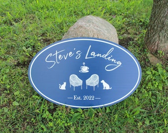 Oval PVC Weatherproof Sign Custom Plastic Smooth Personalized Beach House Lake House Get Away Great Outdoor Signage Landing Relax