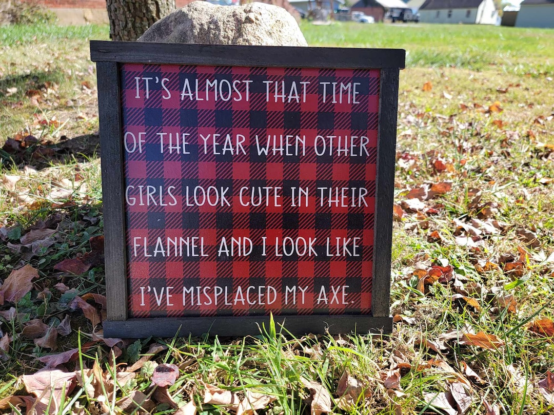 Flannel Plaid Cute Joke Lumberjack Outfit Fall Autumn Humor Framed