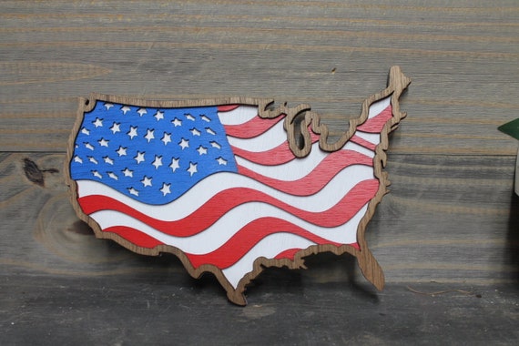 USA Flag Cutout Handmade 3D Layered Country United States Stars and Stripes States of America Made in the USA Red white and blue Patriotic