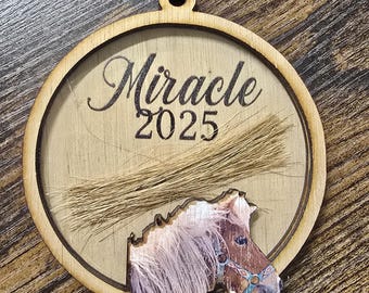 In Memory Pet Ornament customized with photo and name and year.