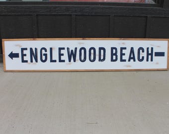 Custom Beach Direction Sign: 3D Laser Cut Rustic Wood