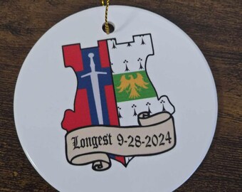 Ceramic Crest Ornament Keepsake Image Wedding Anniversary Printed Christmas Gift Personalized Birthday Memory Round cute Holiday Custom