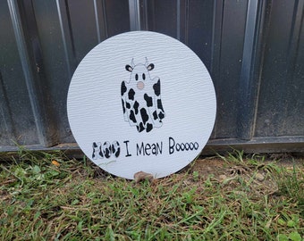 Boo Moo Ghost Cow Cow print Halloween Fall  Porch Pumpkin Autumn Gourd PVC Weatherproof Ultraviolet Ink Doorhanger Outdoor Use